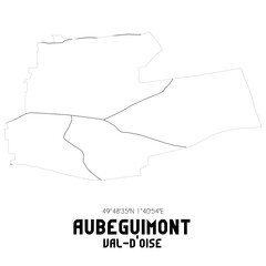 AUBEGUIMONT Val-d'Oise. Minimalistic street map with black and white lines.