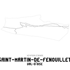 SAINT-MARTIN-DE-FENOUILLET Val-d'Oise. Minimalistic street map with black and white lines.