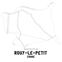 ROUY-LE-PETIT Somme. Minimalistic street map with black and white lines.