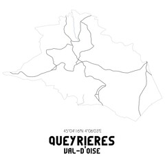 QUEYRIERES Val-d'Oise. Minimalistic street map with black and white lines.