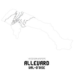 ALLEVARD Val-d'Oise. Minimalistic street map with black and white lines.