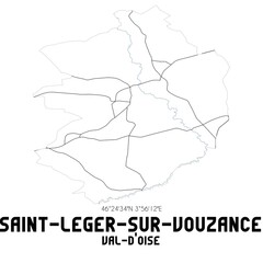 SAINT-LEGER-SUR-VOUZANCE Val-d'Oise. Minimalistic street map with black and white lines.