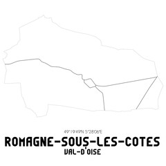 ROMAGNE-SOUS-LES-COTES Val-d'Oise. Minimalistic street map with black and white lines.