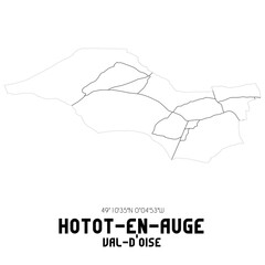 HOTOT-EN-AUGE Val-d'Oise. Minimalistic street map with black and white lines.