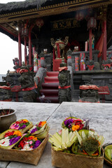 Pura Beji Sangsit is a Balinese temple, located in Sangsit, Buleleng, on the island of Bali, Indonesia, Asia. Translation of the middle shield: Don't go up to Bedji Temple. - 545491329