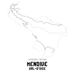 MENDIVE Val-d'Oise. Minimalistic street map with black and white lines.