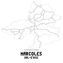 MARCOLES Val-d'Oise. Minimalistic street map with black and white lines.