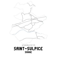 SAINT-SULPICE Somme. Minimalistic street map with black and white lines.