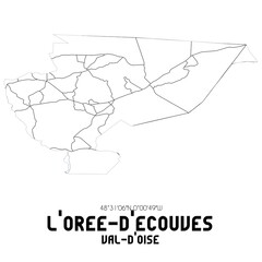 L'OREE-D'ECOUVES Val-d'Oise. Minimalistic street map with black and white lines.