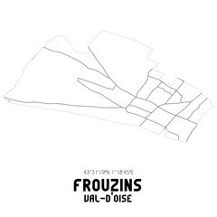 FROUZINS Val-d'Oise. Minimalistic street map with black and white lines.