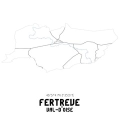 FERTREVE Val-d'Oise. Minimalistic street map with black and white lines.