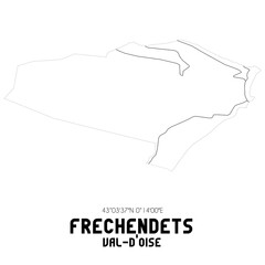FRECHENDETS Val-d'Oise. Minimalistic street map with black and white lines.