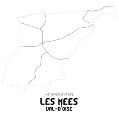 LES MEES Val-d'Oise. Minimalistic street map with black and white lines.