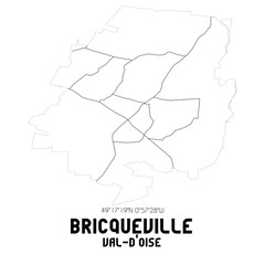 BRICQUEVILLE Val-d'Oise. Minimalistic street map with black and white lines.