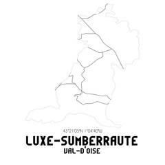 LUXE-SUMBERRAUTE Val-d'Oise. Minimalistic street map with black and white lines.