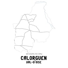 CALORGUEN Val-d'Oise. Minimalistic street map with black and white lines.