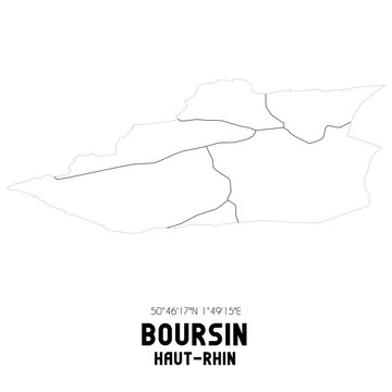 BOURSIN Haut-Rhin. Minimalistic street map with black and white lines.