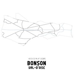 BONSON Val-d'Oise. Minimalistic street map with black and white lines.