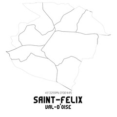 SAINT-FELIX Val-d'Oise. Minimalistic street map with black and white lines.