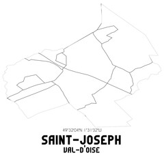 SAINT-JOSEPH Val-d'Oise. Minimalistic street map with black and white lines. - obrazy, fototapety, plakaty