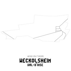 WECKOLSHEIM Val-d'Oise. Minimalistic street map with black and white lines.