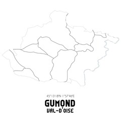 GUMOND Val-d'Oise. Minimalistic street map with black and white lines.