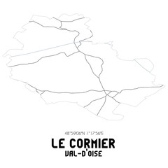 LE CORMIER Val-d'Oise. Minimalistic street map with black and white lines.