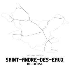 SAINT-ANDRE-DES-EAUX Val-d'Oise. Minimalistic street map with black and white lines.