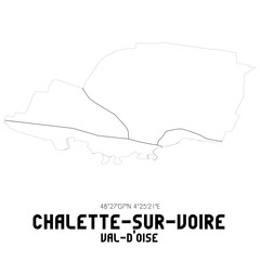 CHALETTE-SUR-VOIRE Val-d'Oise. Minimalistic street map with black and white lines.