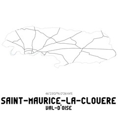 SAINT-MAURICE-LA-CLOUERE Val-d'Oise. Minimalistic street map with black and white lines.