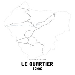 LE QUARTIER Somme. Minimalistic street map with black and white lines.