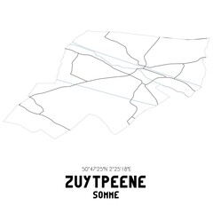 ZUYTPEENE Somme. Minimalistic street map with black and white lines.