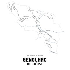 GENOLHAC Val-d'Oise. Minimalistic street map with black and white lines.