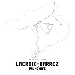 LACROIX-BARREZ Val-d'Oise. Minimalistic street map with black and white lines.