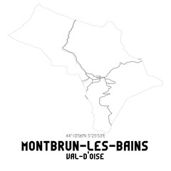 MONTBRUN-LES-BAINS Val-d'Oise. Minimalistic street map with black and white lines.