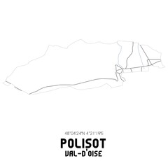 POLISOT Val-d'Oise. Minimalistic street map with black and white lines.
