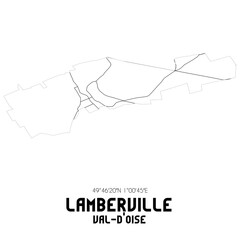LAMBERVILLE Val-d'Oise. Minimalistic street map with black and white lines.