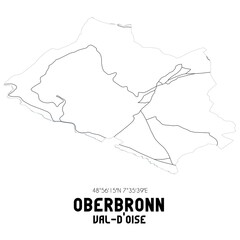 OBERBRONN Val-d'Oise. Minimalistic street map with black and white lines.