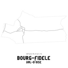 BOURG-FIDELE Val-d'Oise. Minimalistic street map with black and white lines.