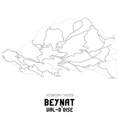 BEYNAT Val-d'Oise. Minimalistic street map with black and white lines.