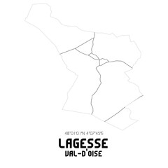 LAGESSE Val-d'Oise. Minimalistic street map with black and white lines.