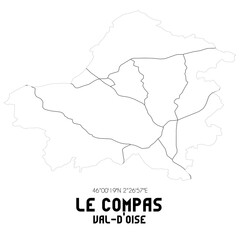 LE COMPAS Val-d'Oise. Minimalistic street map with black and white lines.