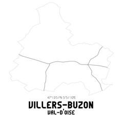 VILLERS-BUZON Val-d'Oise. Minimalistic street map with black and white lines.