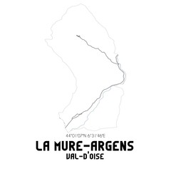 LA MURE-ARGENS Val-d'Oise. Minimalistic street map with black and white lines.
