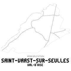 SAINT-VAAST-SUR-SEULLES Val-d'Oise. Minimalistic street map with black and white lines.
