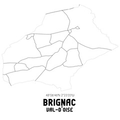 BRIGNAC Val-d'Oise. Minimalistic street map with black and white lines.