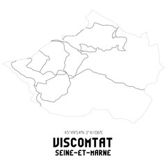 VISCOMTAT Seine-et-Marne. Minimalistic street map with black and white lines.