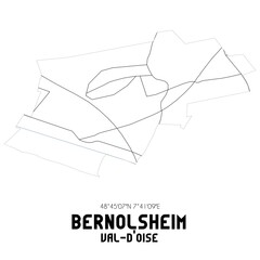 BERNOLSHEIM Val-d'Oise. Minimalistic street map with black and white lines.