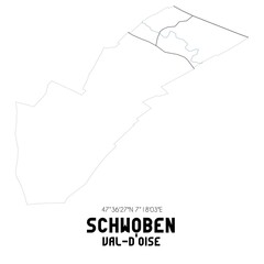 SCHWOBEN Val-d'Oise. Minimalistic street map with black and white lines.
