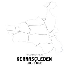 KERNASCLEDEN Val-d'Oise. Minimalistic street map with black and white lines.